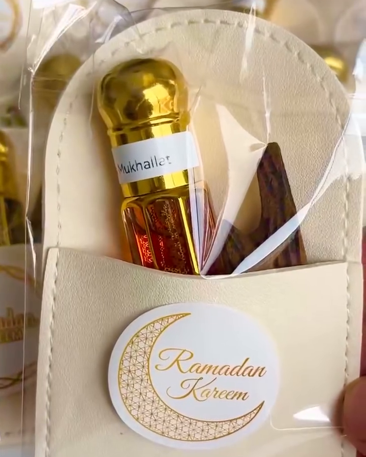 OudSpot Leather Pouch Bundle – 10 luxurious 3 ML perfume oils with Cambodian Agarwood chips, unisex scents perfect for Ramadan, Eid, Diwali, weddings, and special occasions